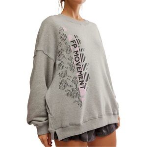 NWOT Free People Movement All Star Logo Pullover Sweatshirt in Grey Sz Small